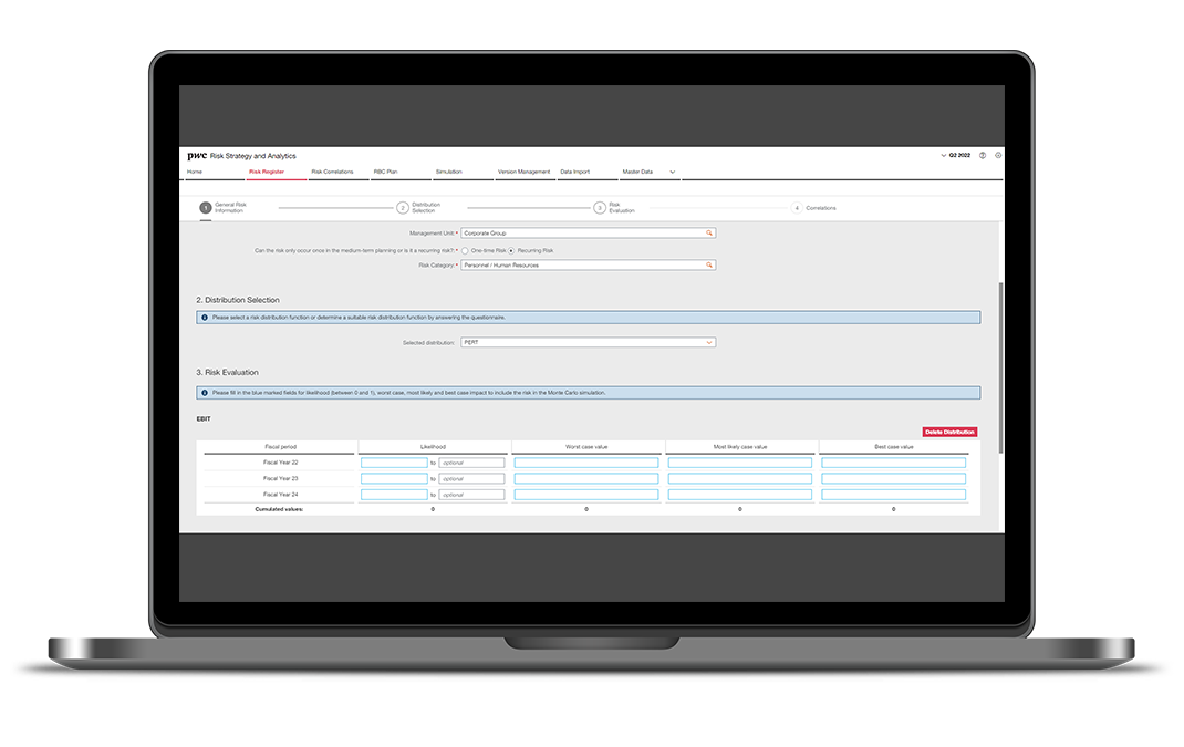 Screenshot aus Risk Strategy & Analytics von PwC Deutschland