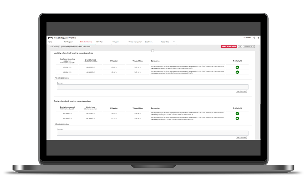 Screenshot aus Risk Strategy & Analytics von PwC Deutschland