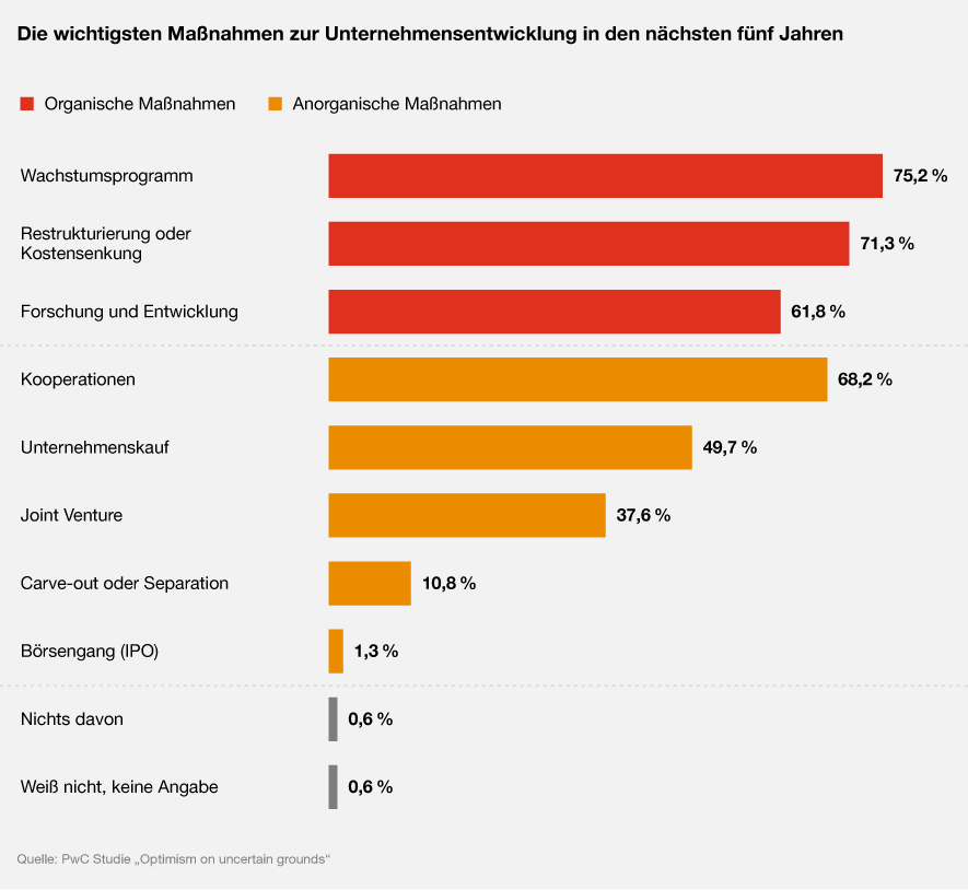 Infografik: Die wichtigsten Maßnahmen zur Unternehmensentwicklung in den nächsten fünf Jahren