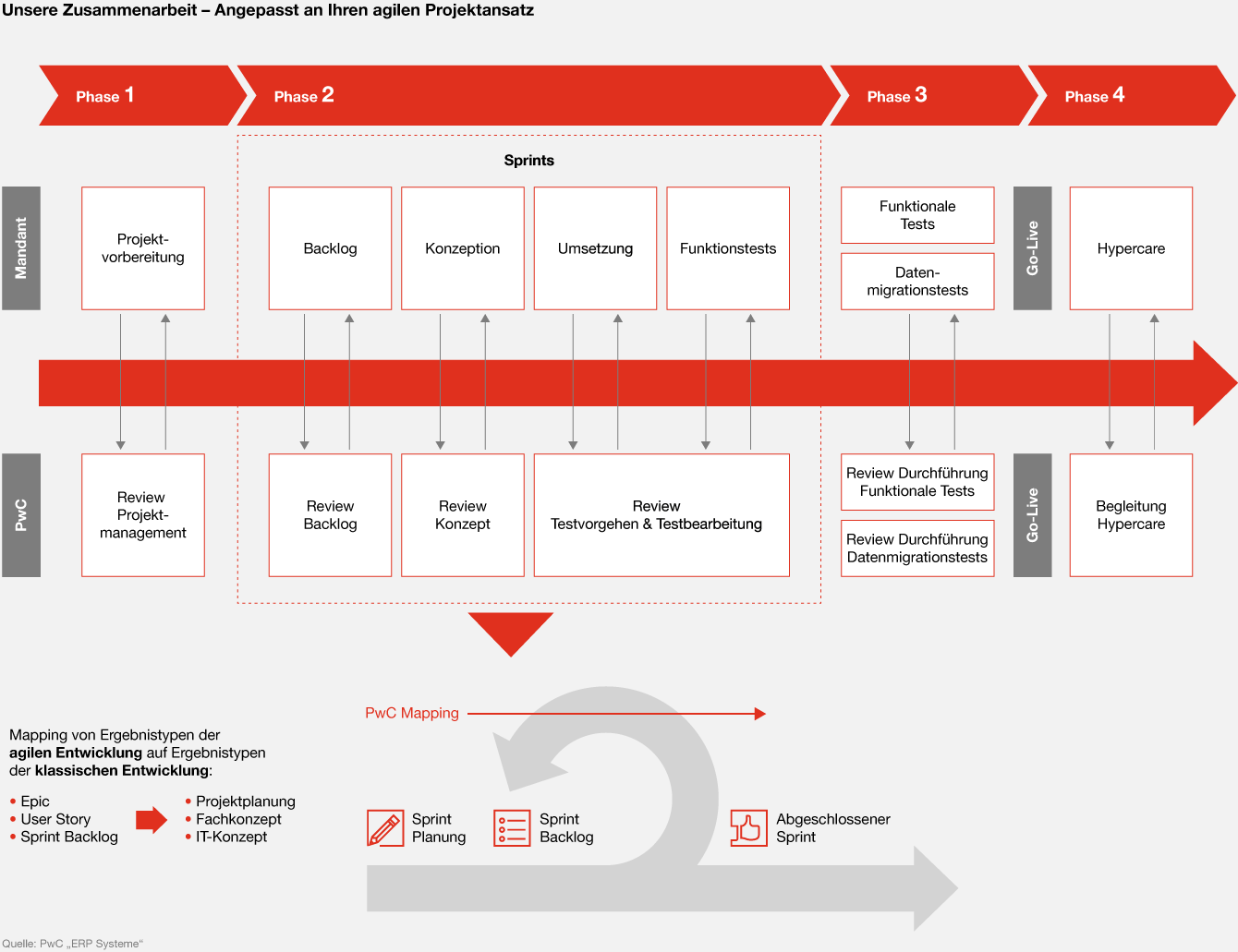 Infografik: Wie PwC Kunden bei der Implementierung eines ERP-Systems unetrstützt