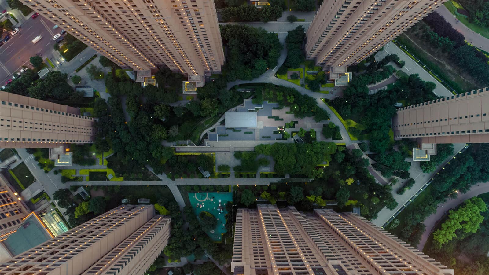 aerial view of residential building