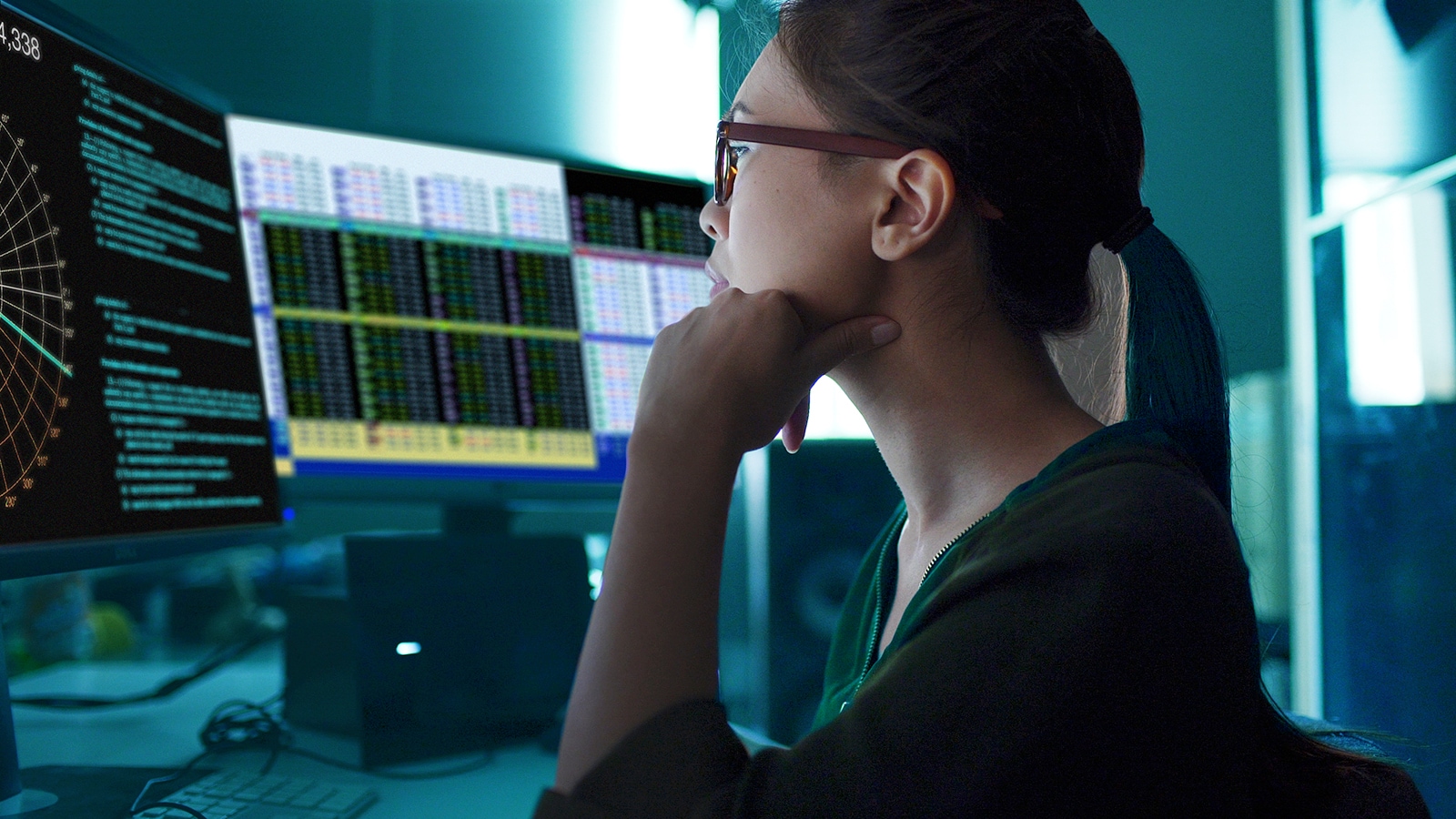 Woman looking at a screen