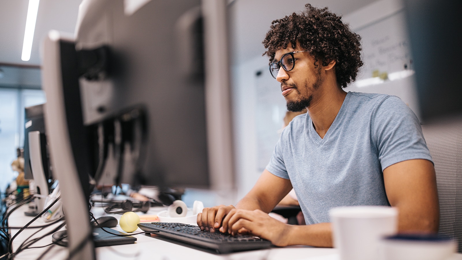 Young man at desk