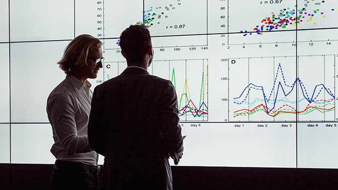 Woman looking at data