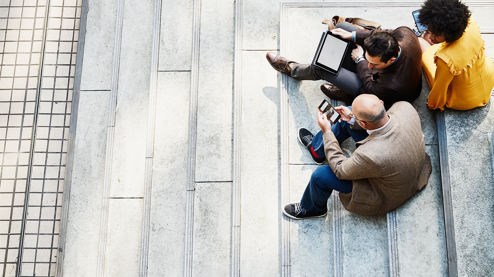 Overhead view of business colleagues