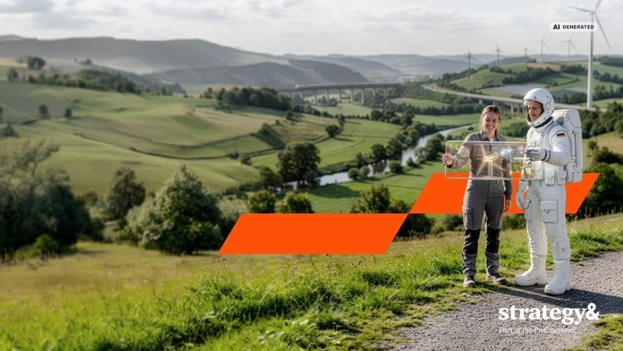 Astronaut Frau in der Landschaft