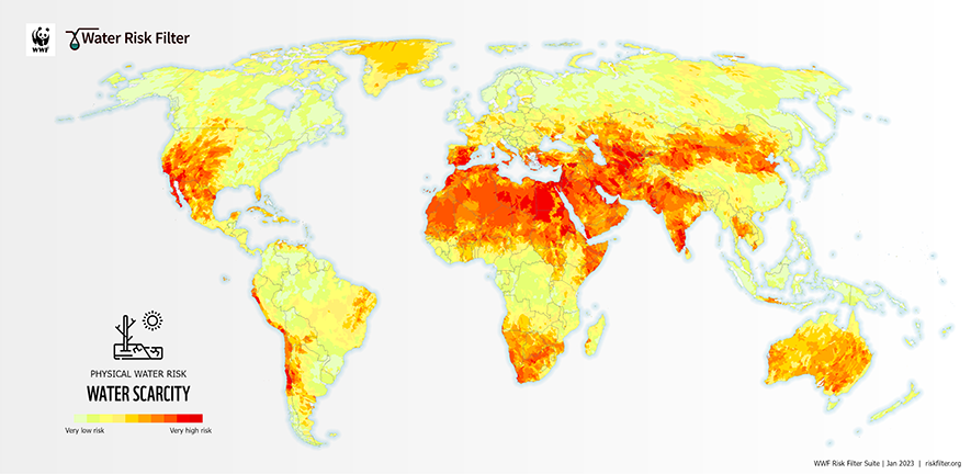 Infografik: Water Scarcity Global View by WWF Water Risk Filter