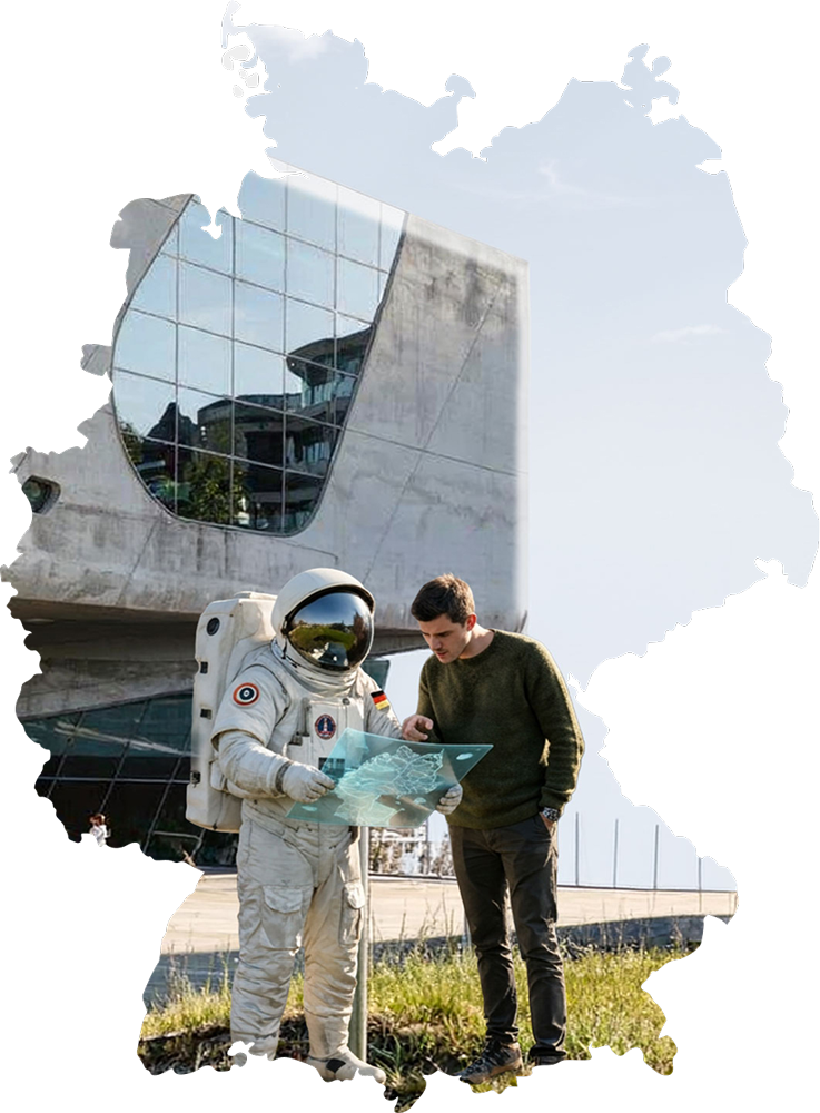 Deutschölandkarte mit einem Astronauten