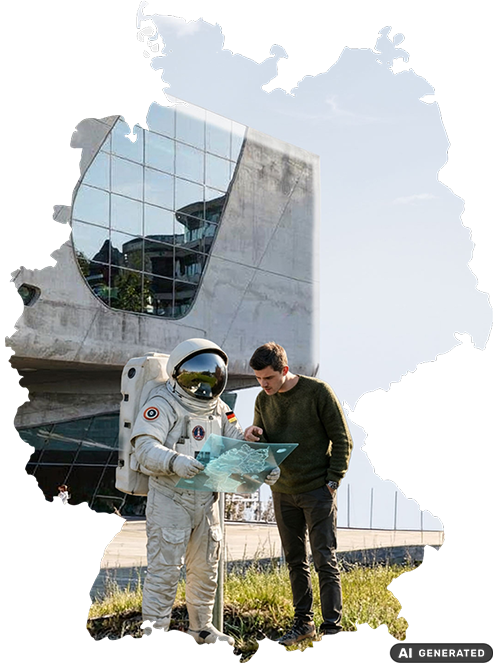 Deutschölandkarte mit einem Astronauten