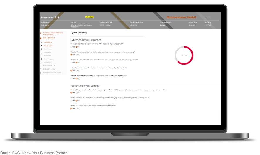 Screenshot der KYBP-Plattform von PwC Deutschland