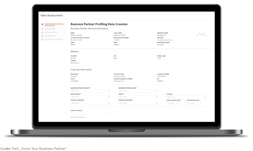 Screenshot der KYBP-Plattform von PwC Deutschland